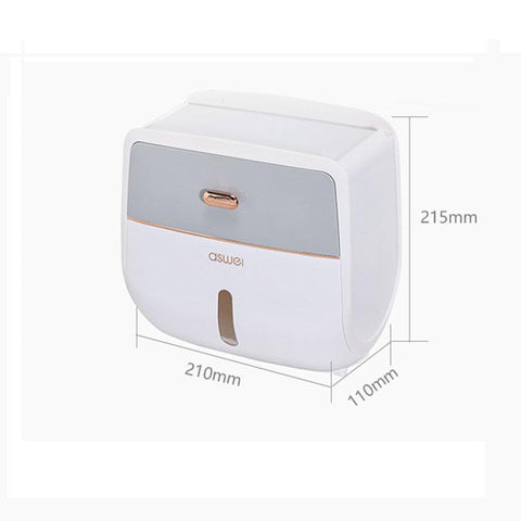 Waterproof Wall-Mounted Toilet Paper Holder with Shelf, 21cm x 11cm x 21.5cm - Grey - SuperSaverAU - view 2