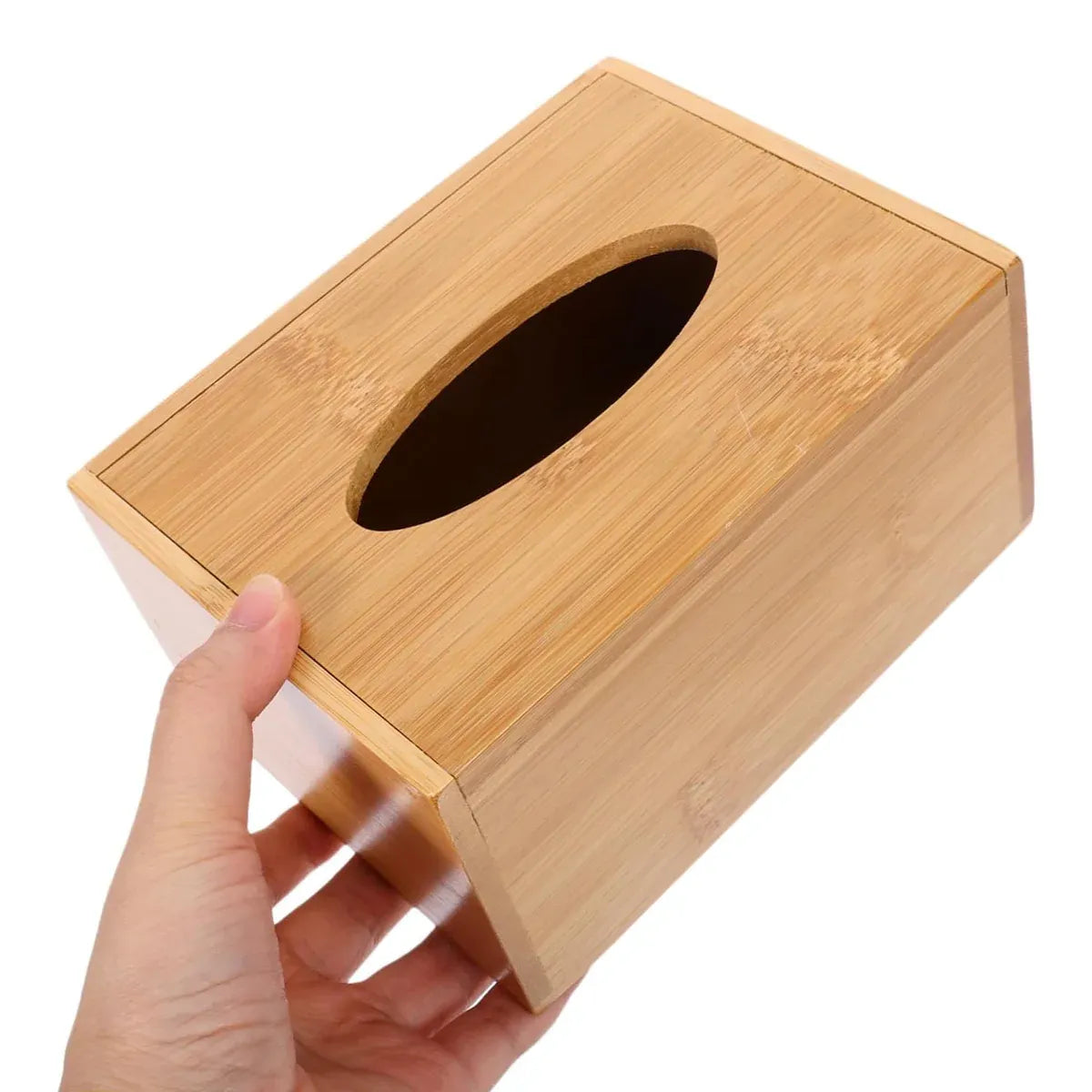 Premium Bamboo Tissue Box Holder – Flip-Top Lid
