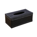 Premium PU Leather Tissue Box Holder – Black Woven Pattern