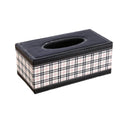 Premium PU Leather Tissue Box Holder – Black Woven Pattern
