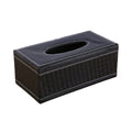 Premium PU Leather Tissue Box Holder – Black Woven Pattern