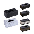 Premium PU Leather Tissue Box Holder – Black Buttons Design