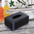 Premium PU Leather Tissue Box Holder – Black Buttons Design