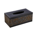 Premium PU Leather Tissue Box Holder – Black Buttons Design