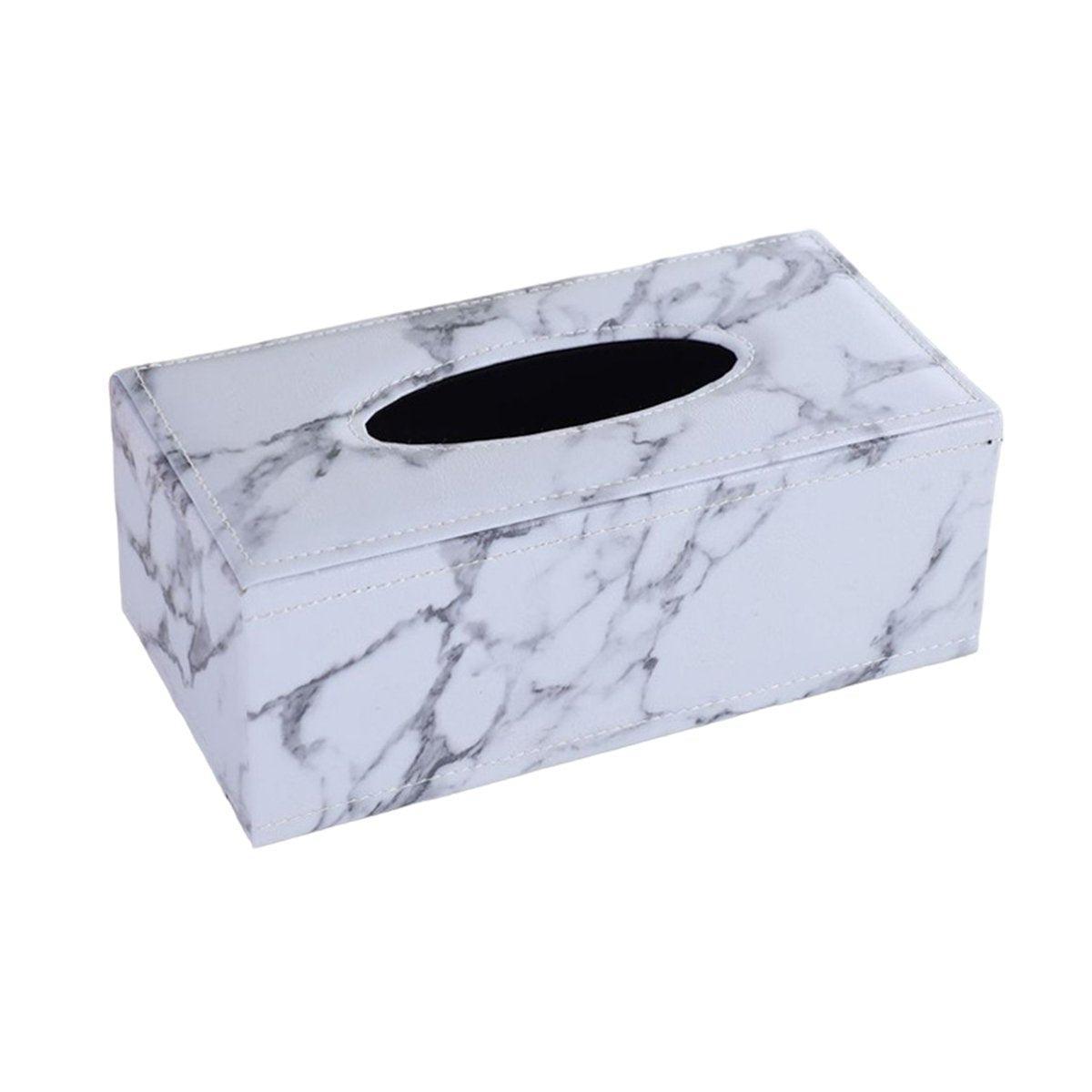 Premium PU Leather Tissue Box Holder – Black Buttons Design