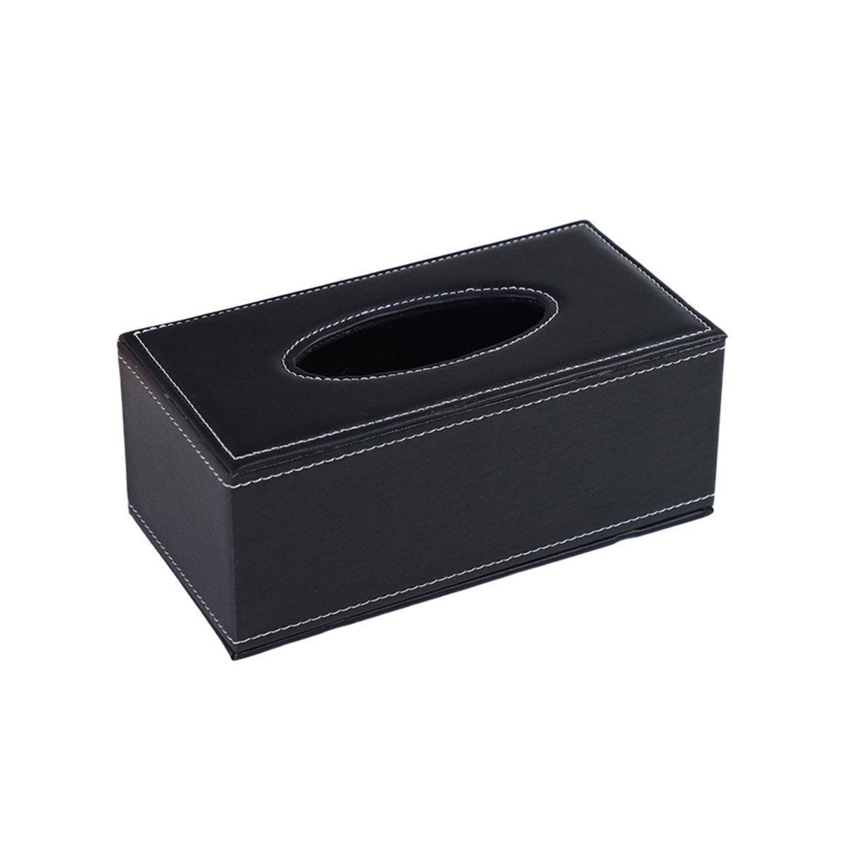 Premium PU Leather Tissue Box Holder – Black Buttons Design