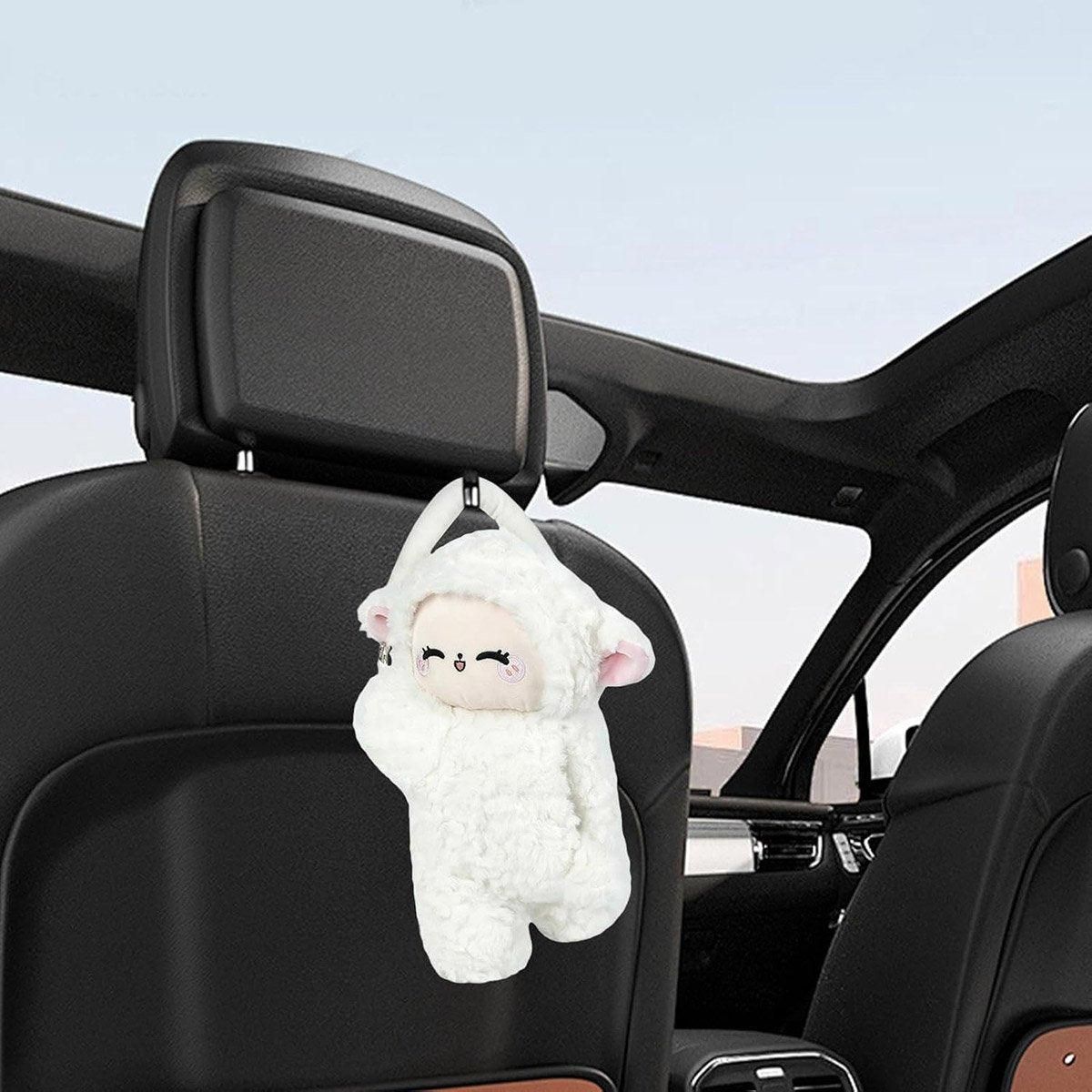 Premium Plush Sheep Hanging Car Tissue Box Holder
