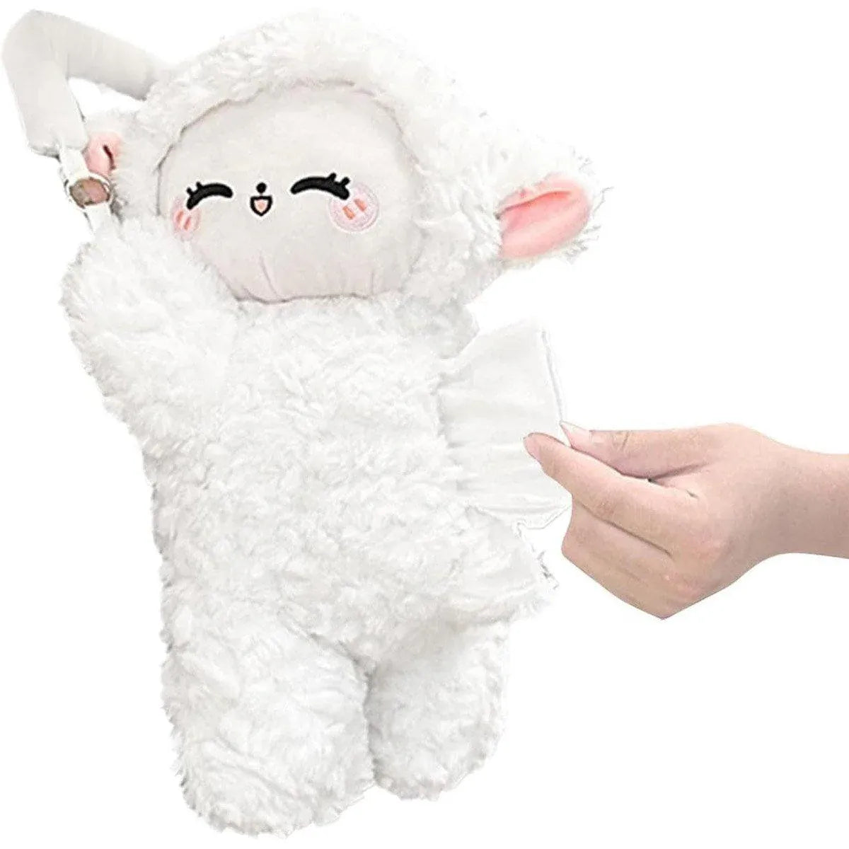 Premium Plush Sheep Hanging Car Tissue Box Holder