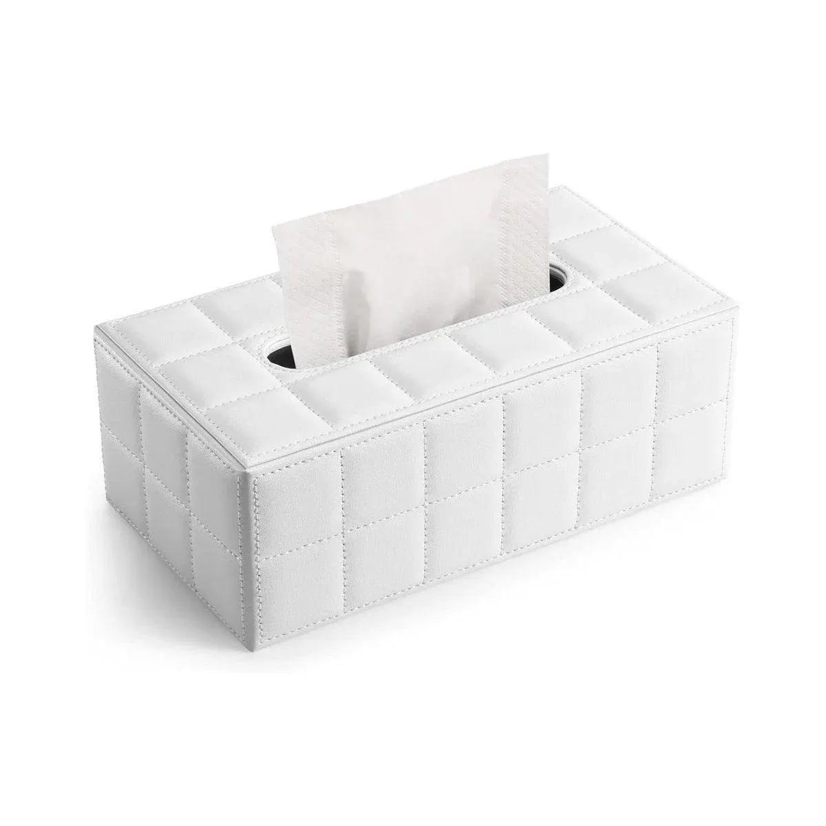 Premium PU Leather Tissue Box Holder – White
