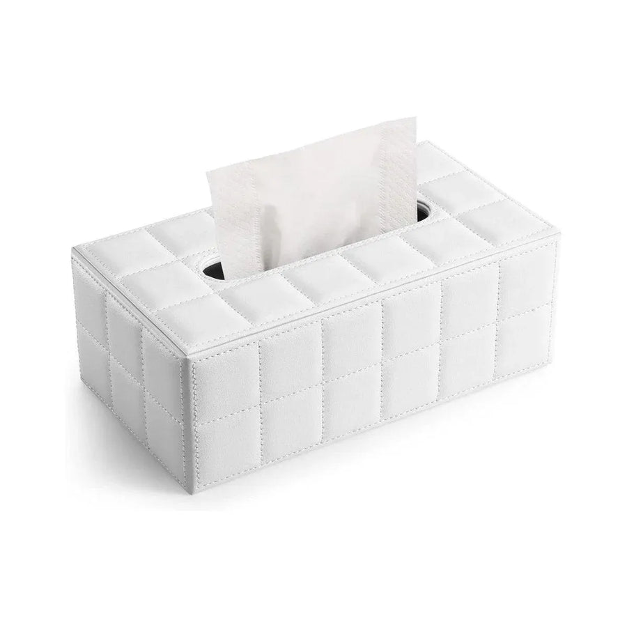 Premium PU Leather Tissue Box Holder – White