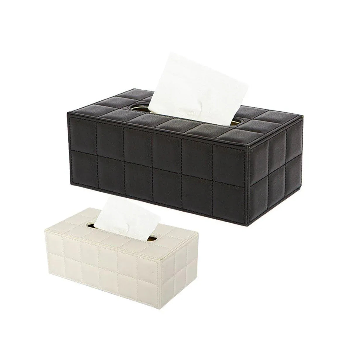 Premium PU Leather Tissue Box Holder – White