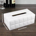 Premium PU Leather Tissue Box Holder – White