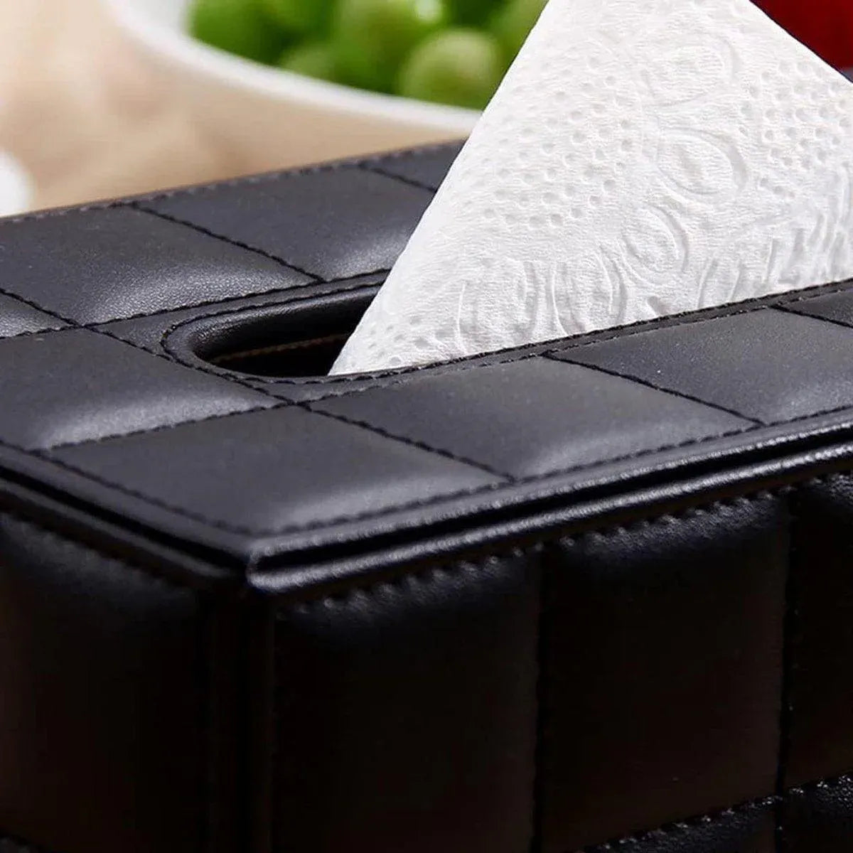 Premium PU Leather Tissue Box Holder – White