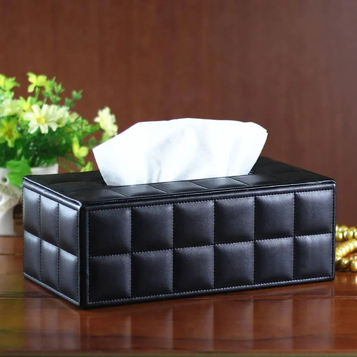 Premium PU Leather Tissue Box Holder – White