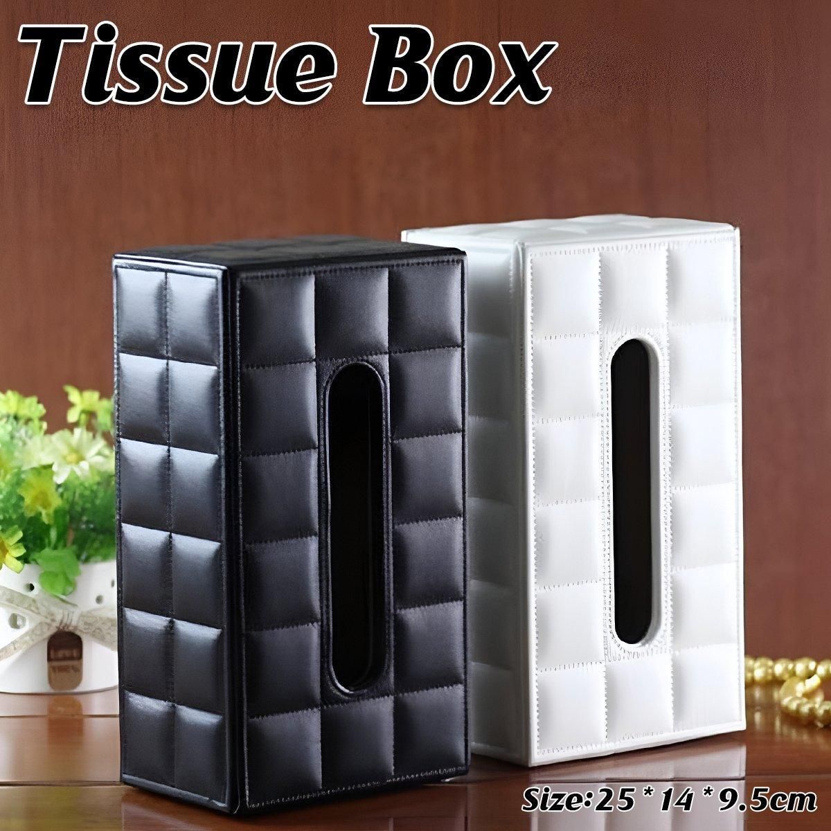 Premium PU Leather Tissue Box Holder – White