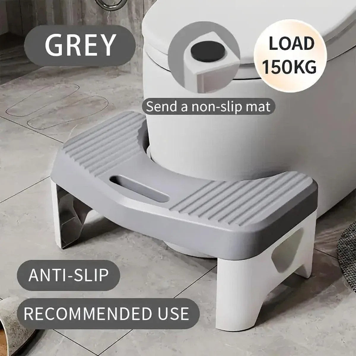Premium Thickened Toilet Squatting Stool – Grey 150kg Capacity