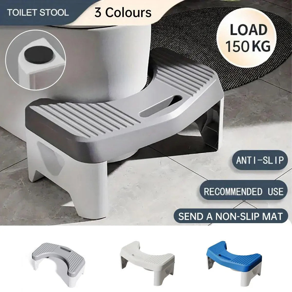 Premium Thickened Toilet Squatting Stool – Grey 150kg Capacity