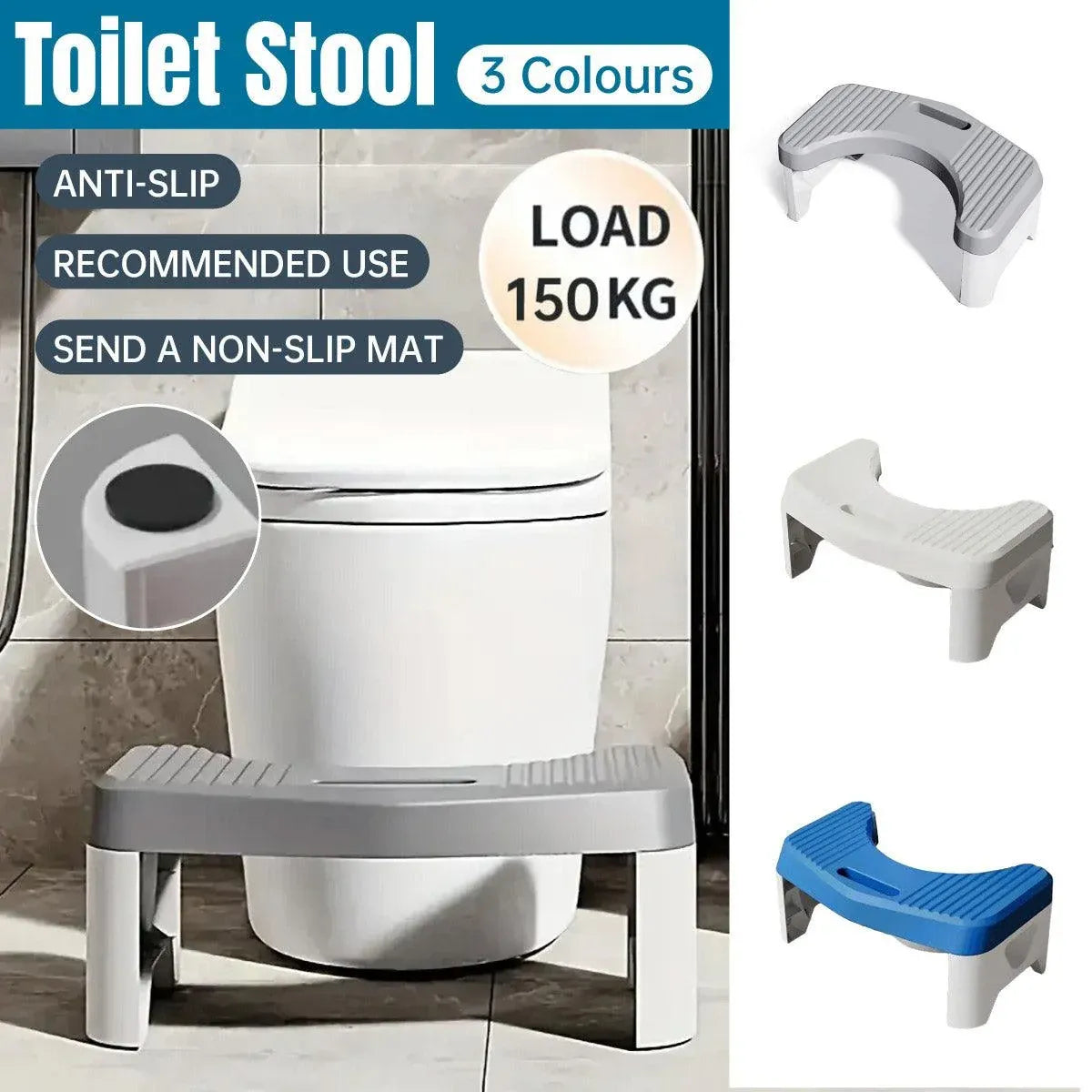 Premium Thickened Toilet Squatting Stool – Grey 150kg Capacity