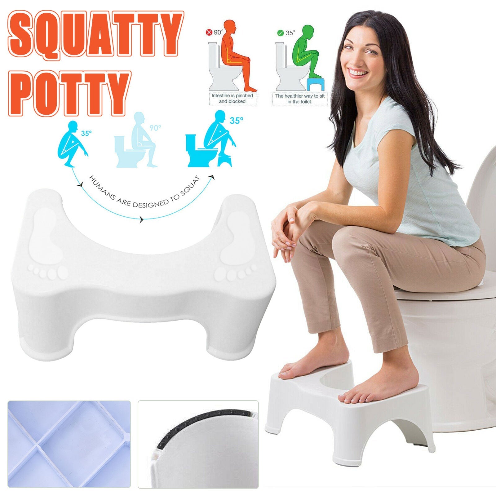 Eco Toilet Stool 6.69-7 Inch Non-Slip Ergonomic Design for Natural Posture - SuperSaverAU - view 1