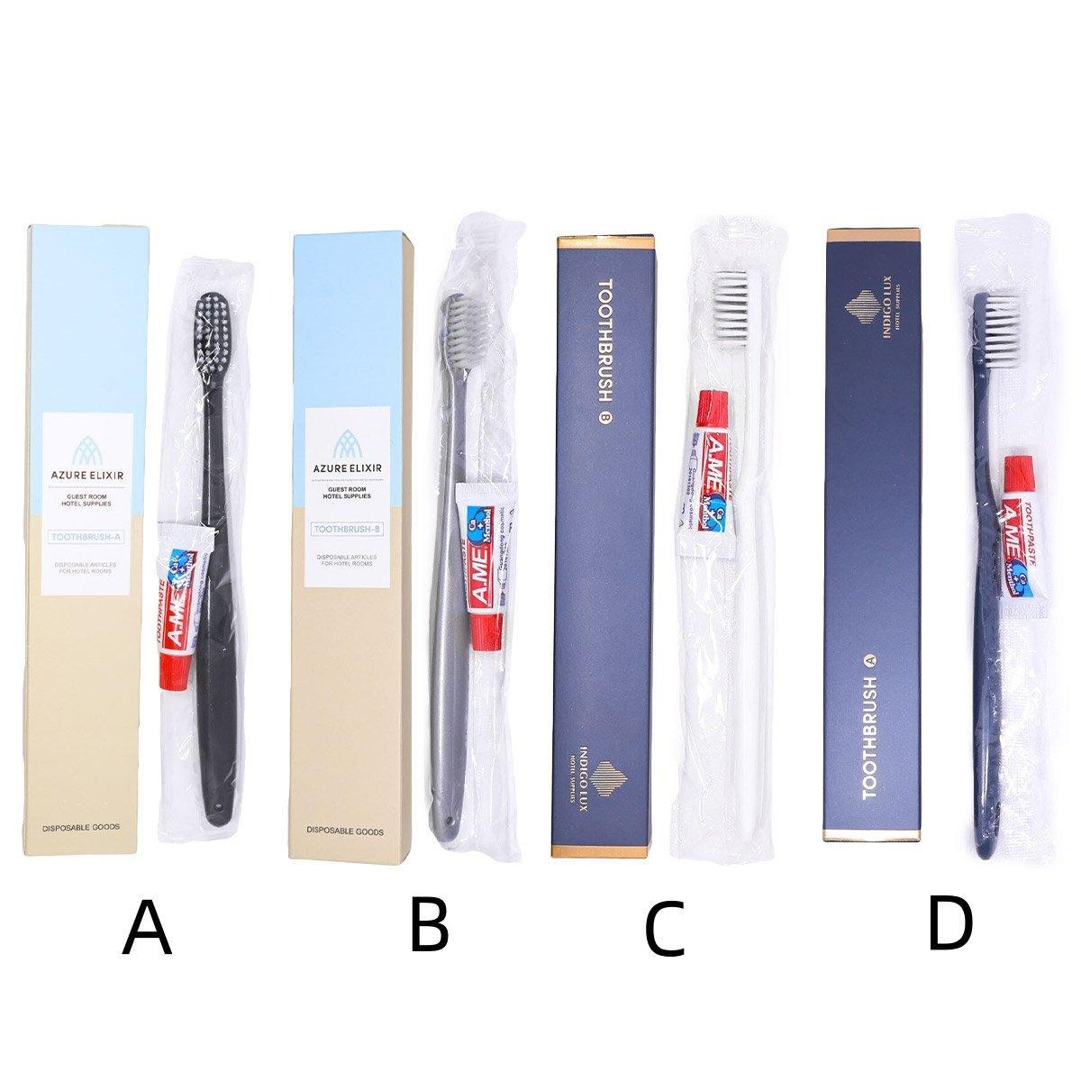 Star Hotel Toothbrush & Toothpaste Set - 50 Individually Wrapped for Travel