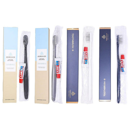 Star Hotel Toothbrush & Toothpaste Set - 50 Individually Wrapped for Travel