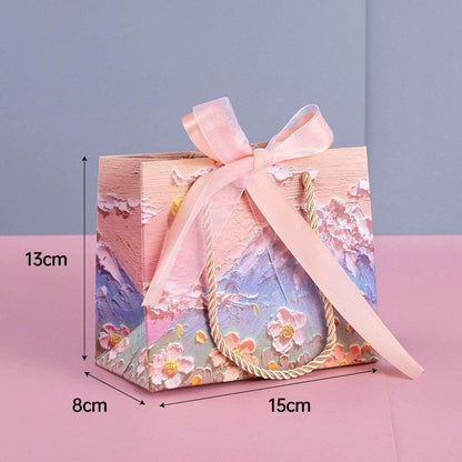 10pcs Oil Painting Gift Paper Bags for Birthday and Holiday Gift Packaging Tote - L