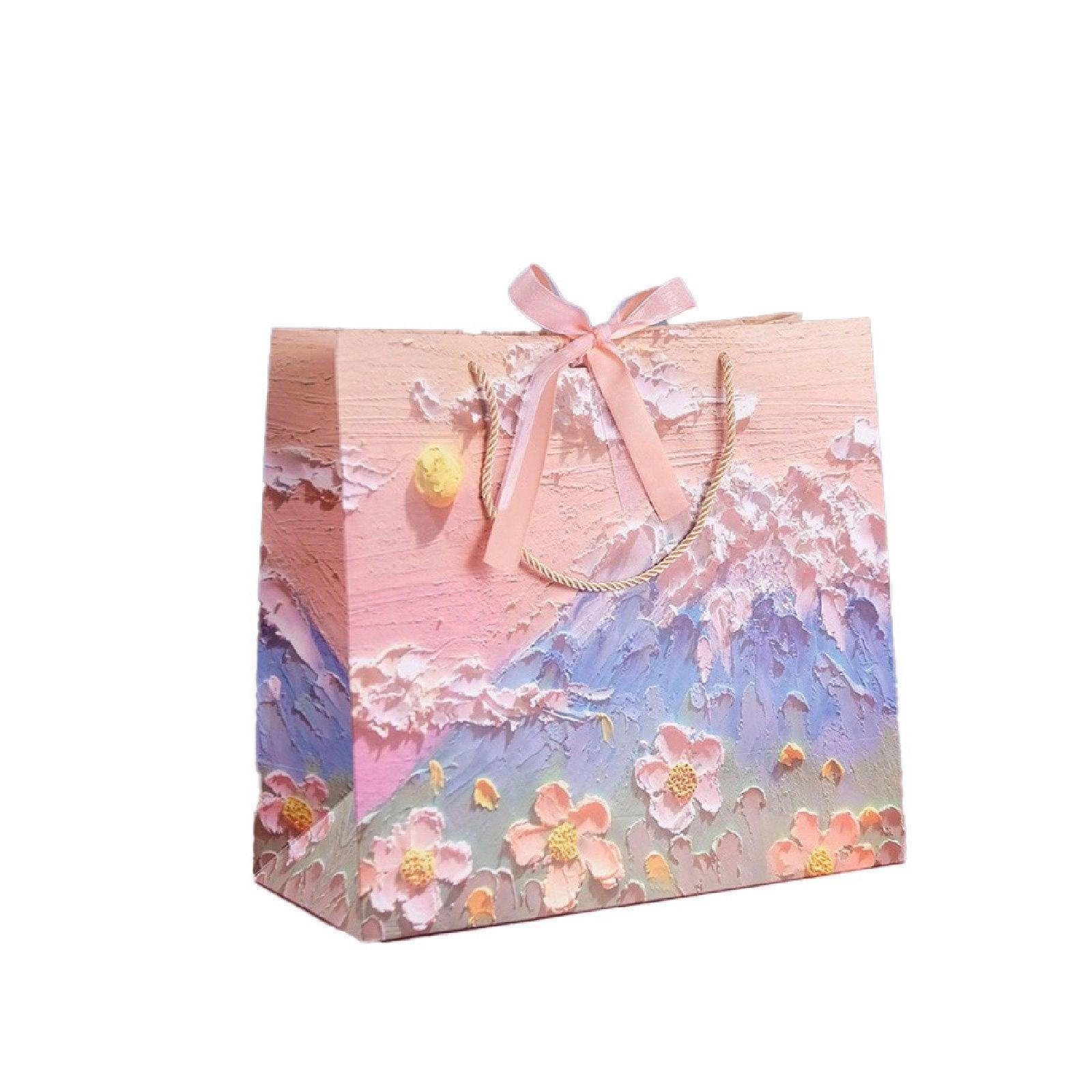 10pcs Oil Painting Gift Paper Bags for Birthday and Holiday Gift Packaging Tote - M - SuperSaverAU - view 3