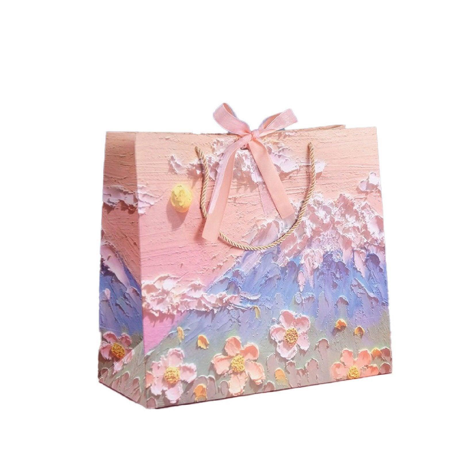 10pcs Oil Painting Gift Paper Bags for Birthday and Holiday Gift Packaging Tote - S - SuperSaverAU - view 3