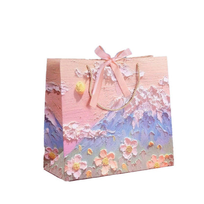 10pcs Oil Painting Gift Paper Bags for Birthday and Holiday Gift Packaging Tote - S