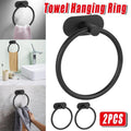 Black Non-Perforated Stainless Steel Towel Rings 16.5 cm - Set of 2 - SuperSaverAU - view 1