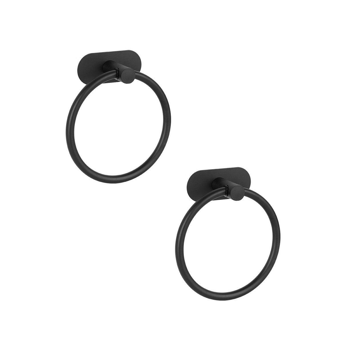 Black Non-Perforated Stainless Steel Towel Rings 16.5 cm - Set of 2 - SuperSaverAU - view 2