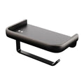 Premium Wall Mounted Toilet Paper Holder – Black Aluminium with Shelf