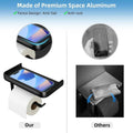 Premium Wall Mounted Toilet Paper Holder – Black Aluminium with Shelf