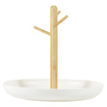 Premium Branch Tray Desktop Storage Rack – White with Bamboo Holder