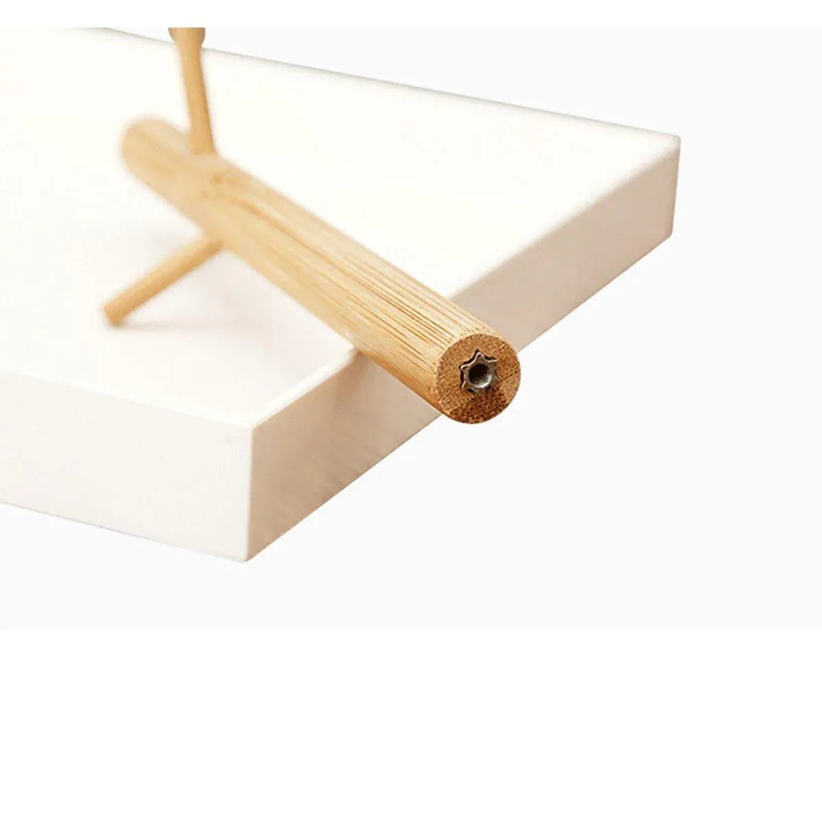 Premium Branch Tray Desktop Storage Rack – White with Bamboo Holder