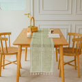 Solid Colour Woven Hollow Fringe Table Runner Home Dining Tablecloth Decoration - 33x183cm-Green - SuperSaverAU - view 5