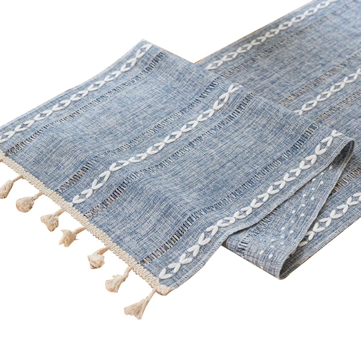 Solid Colour Woven Hollow Fringe Table Runner Home Dining Tablecloth Decoration - 33x183cm-Green - SuperSaverAU - view 6