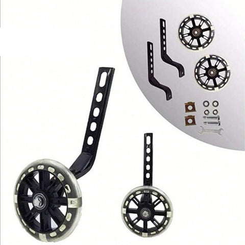 Premium 12-20 Inch Flashing Bike Training Wheels with Steel Brackets - Black