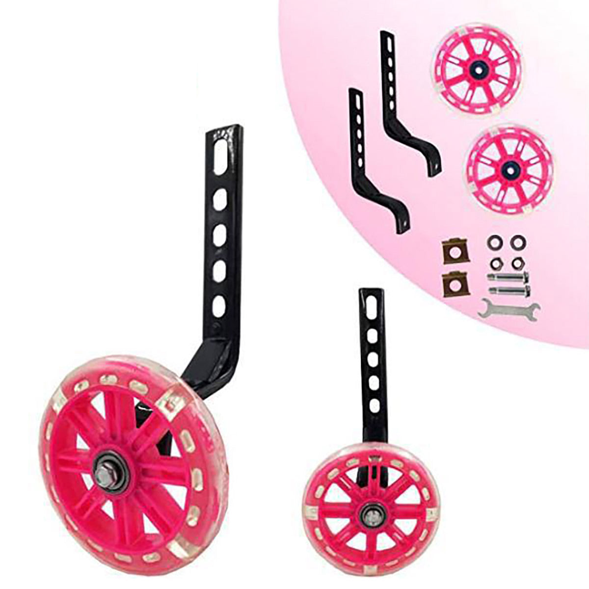Premium 12-20 Inch Flashing Bike Training Wheels with Steel Brackets - Black