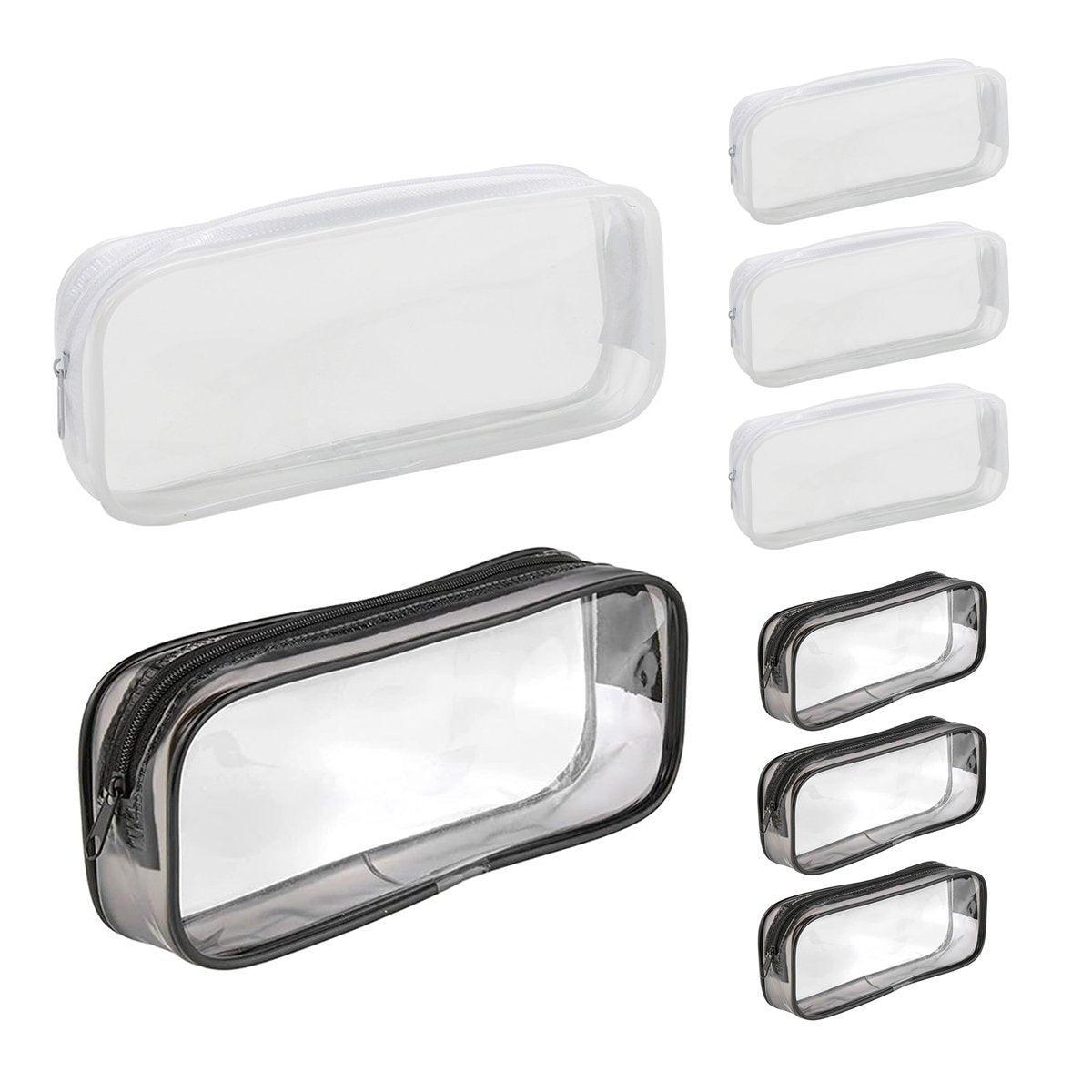 Premium 8pcs Waterproof Transparent Zipper Pencil Cases for Stationery Makeup Travel