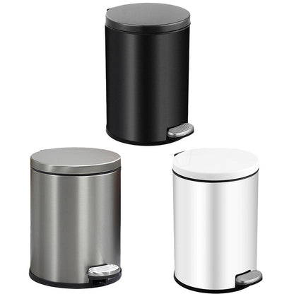 Stainless Steel 6L Double-Layer Trash Can with Foot Pedal - Black