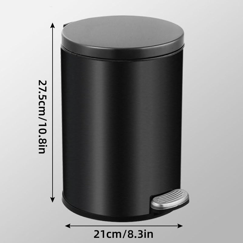 Stainless Steel 6L Double-Layer Trash Can with Foot Pedal - Black - SuperSaverAU - view 3