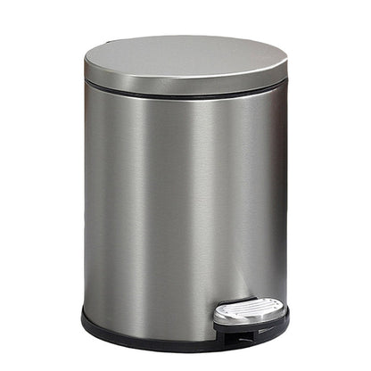 Stainless Steel 6L Double-Layer Trash Can with Foot Pedal - White