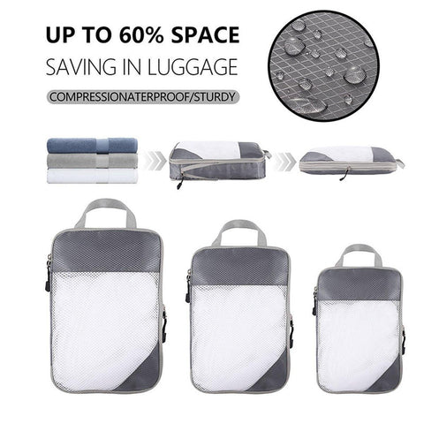 6pcs Mesh Visible Travel Storage Set - Waterproof Nylon Compressible Bags - Sky Blue - SuperSaverAU - view 2