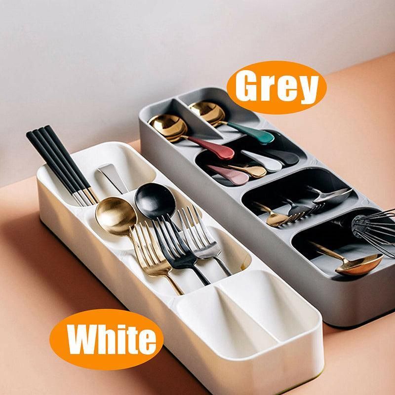 Premium Kitchen Drawer Cutlery Tray – White