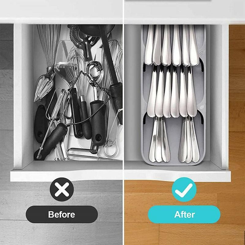 Premium Kitchen Drawer Cutlery Tray – White