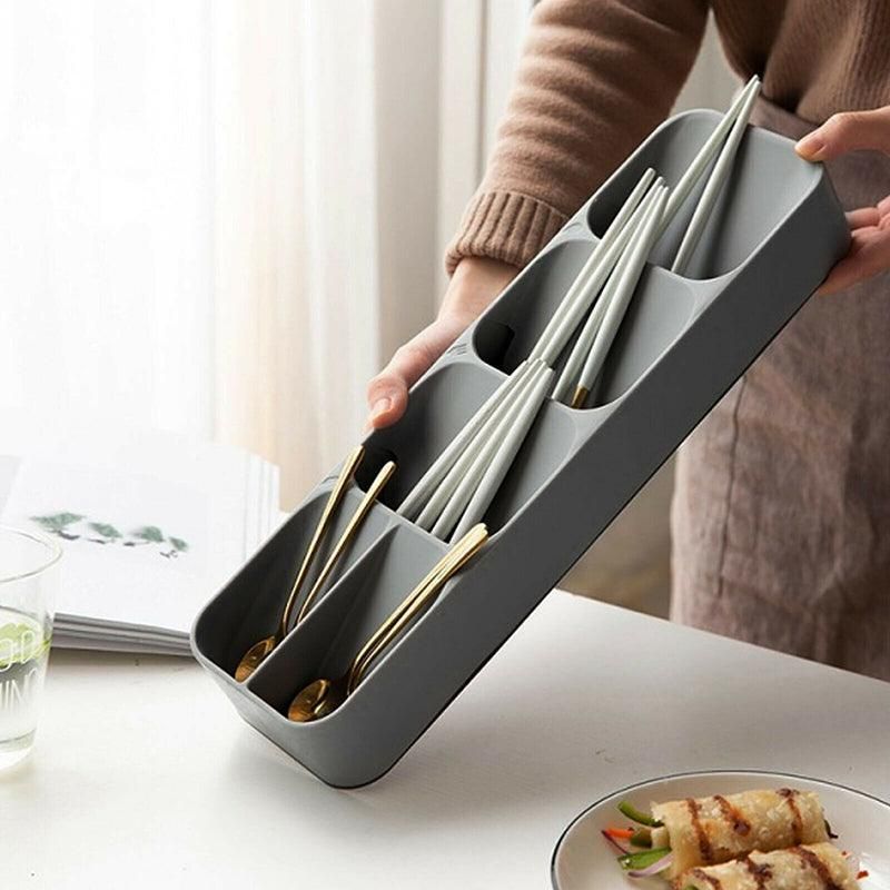 Premium Kitchen Drawer Cutlery Tray – White