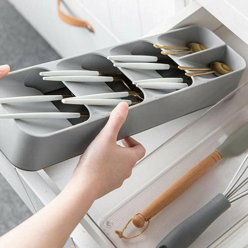 Premium Kitchen Drawer Cutlery Tray – White