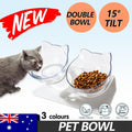 Premium Clear Double Elevated Cat & Dog Bowl with 15° Tilt