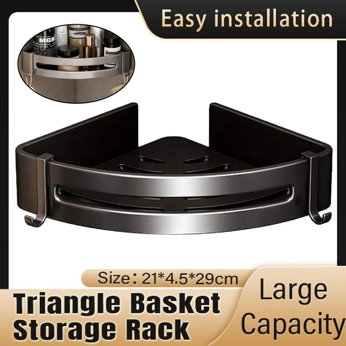 Premium Single Tier Triangle Shower Shelf – Matte Black